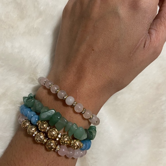 Blue crystal beaded bracelet handmade - Picture 5 of 7